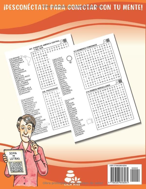 Sopa de Letras en Español para Adultos Letra Grande: 3000+ Palabras y 150+ Actividades para Ejercitar la Memoria y Relajar la Mente. Spanish Word ... de Letras para Adultos) (Spanish Edition) by Calm Mind