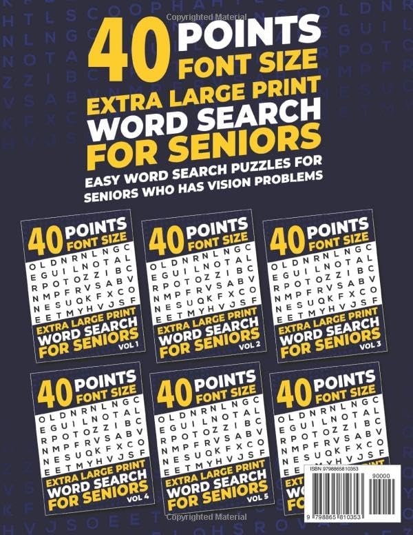 40 Points Font Size Extra Large Print Word Search for Seniors: Easy Word Search Puzzles for Seniors who has Vision Problems | Vol 5 by Firefly Press