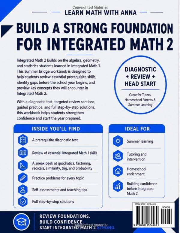Get Ready for Integrated Math 2: A Summer Bridge Workbook: For Building Prerequisite Skills and Getting a Head Start by Learn Math with Anna