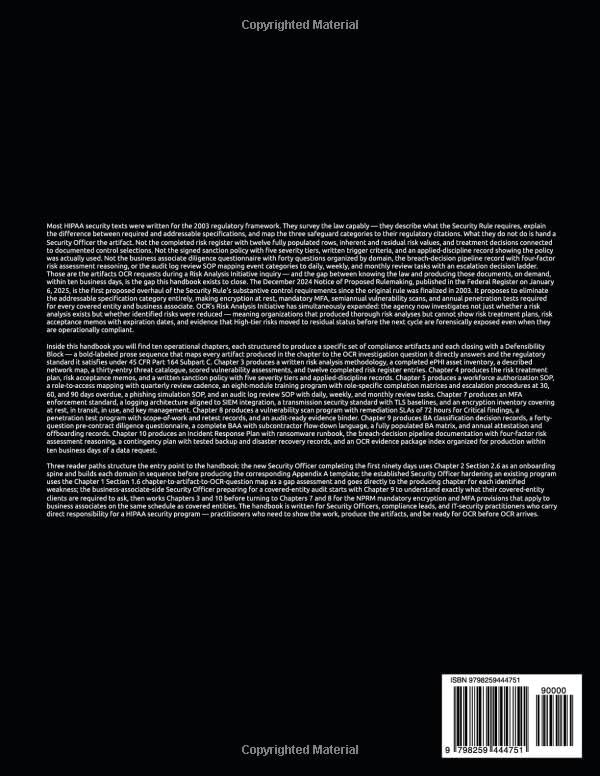 The HIPAA Security Rule Implementation Handbook: Risk Analyses, ePHI Safeguard Controls, Vulnerability Scan Programs, Penetration Test Documentation, ... Oversight, and Audit Evidence Workflows by Riley Coreman