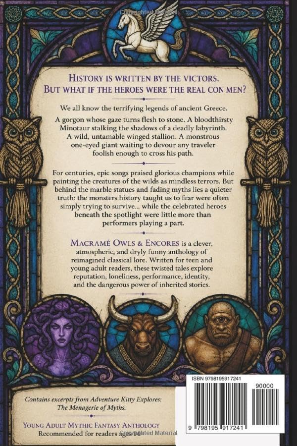 Macrame Owls and Encores: Legends of Medusa, the Minotaur, Pegasus, and the Cyclops (Monsters, Maybe.) by Kenny C Aitch