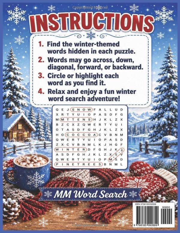 Winter Word Search for Seniors Puzzle Book: Word Search with Easy to Read Print about Winter, Senior Activities, Nostalgia and More | 8.5 x 11 inches, ... Gift for Vacations, Holidays and Free Times. by MM