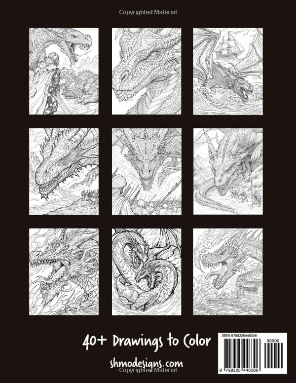 Dragon Adult Coloring Book: A Variety of Magical and Mythical Fantasy Dragons. Perfect for Stress Relief and Relaxation by SHMO Designs