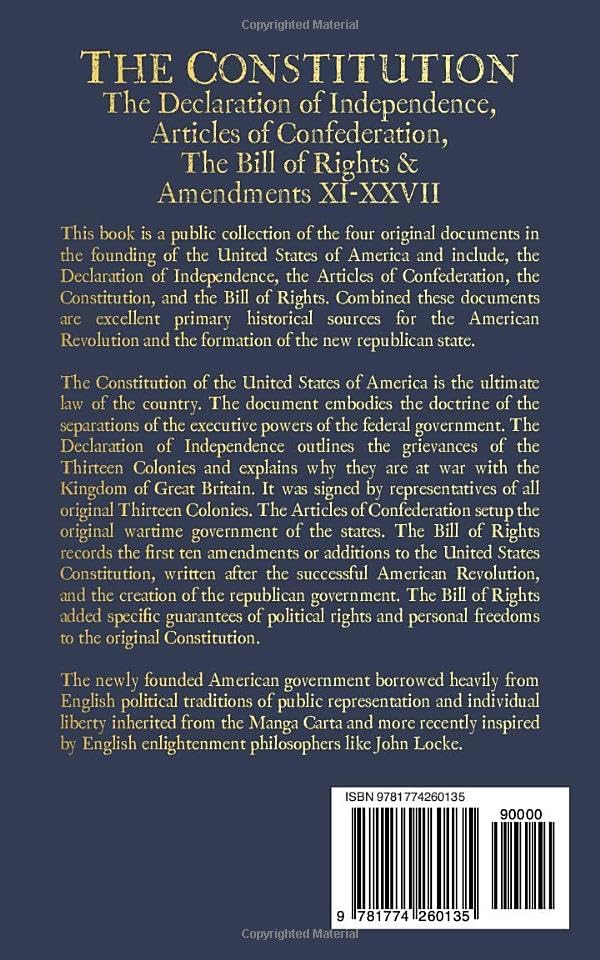 The Constitution of the United States of America: The Declaration of Independence, The Bill of Rights by Founding Fathers