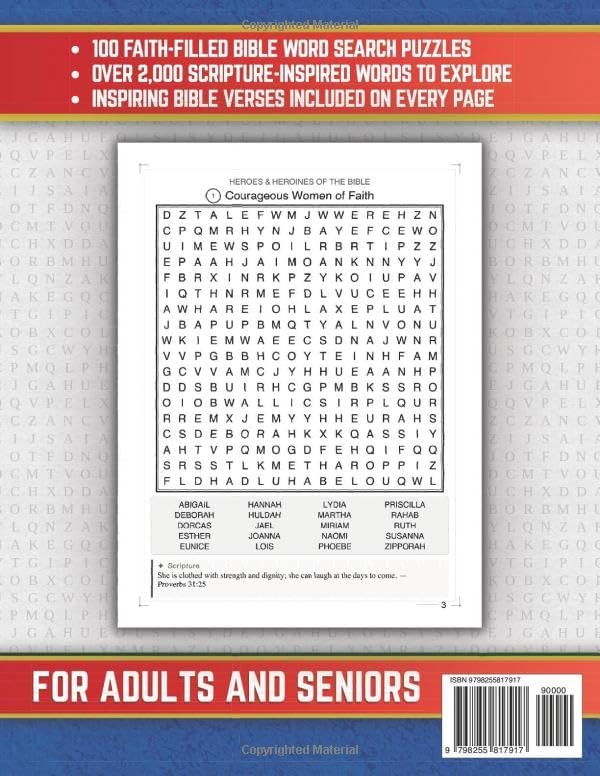 Inspirational Bible Word Search Puzzle Book — Large Print: 2000 Words | 100 Themed Christian Word Find Puzzles with Scripture Verses & Solutions for Adults and Seniors | Volume 1 by CarverPrints Publishing