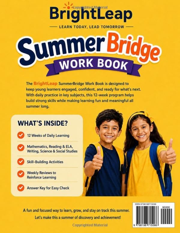 Summer Bridge Workbook Grade 3 to Grade 4: A 12-Week Learning Program with Mathematics, Reading & ELA, Writing, Science, Social Studies, Weekly Reviews, Activities, and Answer Key by BrightLeap Publications