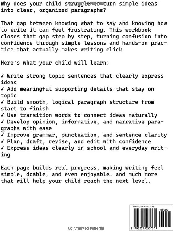 Paragraph Writing Practice Grade 3-4: Fun Daily Writing Practice for 3rd & 4th Graders with Worksheets, Prompts, Opinion, Narrative & Informative ... Practice Workbook Series (Grades 1–12)) by Colter Welch