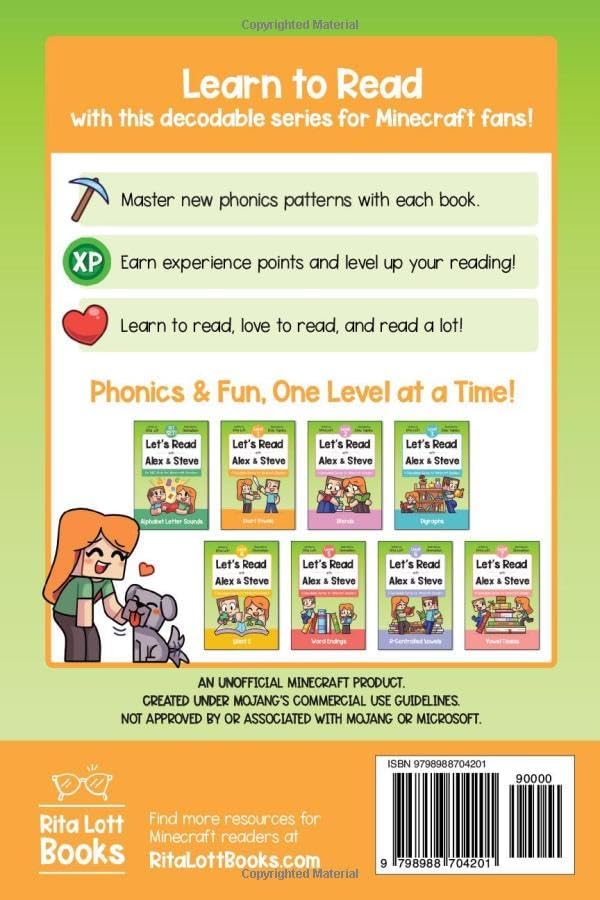 Let's Read With Alex and Steve! Level 1 - Short Vowels and CVC Words: A Decodable Book for Minecraft Readers (Let's Read With Alex and Steve! A Decodable Series for Minecraft Readers) by Rita Lott
