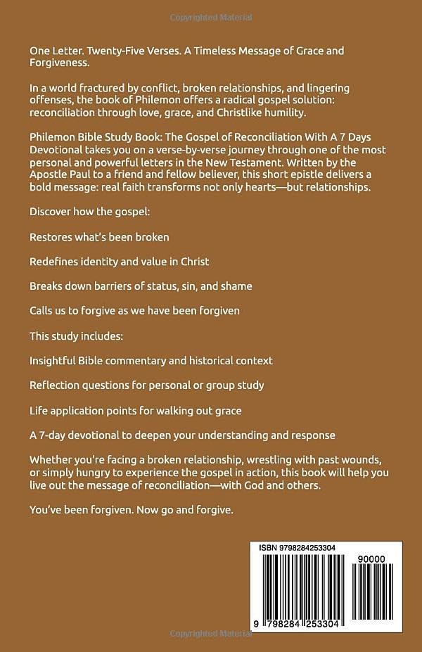 Philemon Bible Study Book: The Gospel of Reconciliation With A 7 Days Devotional by Jesus Bible Foundation