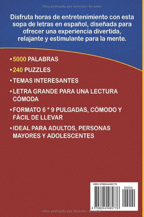 Sopa de Letras en Español para Adultos - Letra Grande: 5000 Palabras - 240 Puzzles - Temas Interesantes - Spanish Word Search Book for Adults Large Print (Spanish Edition) by HealyPanda Publishing