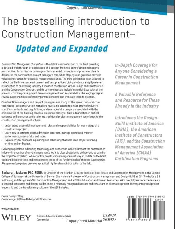 Construction Management JumpStart: The Best First Step Toward a Career in Construction Management by Barbara J. Jackson