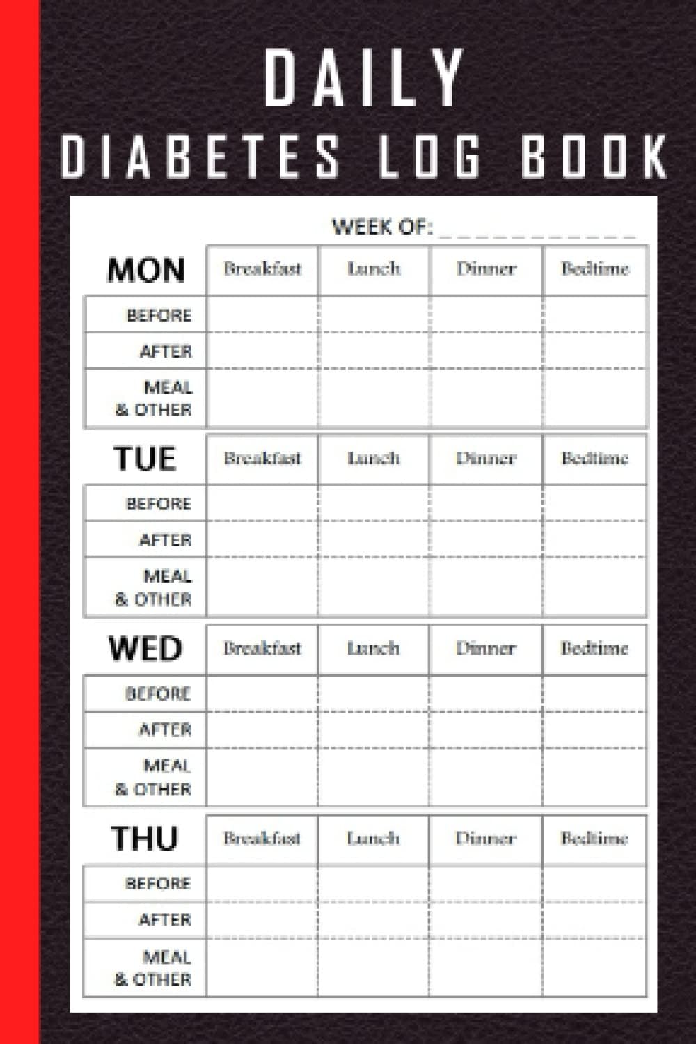 Daily Diabetes Log Book - Pocket Size: Blood Sugar Log Book | Daily Diabetic Glucose Tracker Journal Book | 4 Time Before-After (Breakfast, Lunch, ... Blood Sugar Monitoring Diary, 52 weeks | by PandaReader LogBook