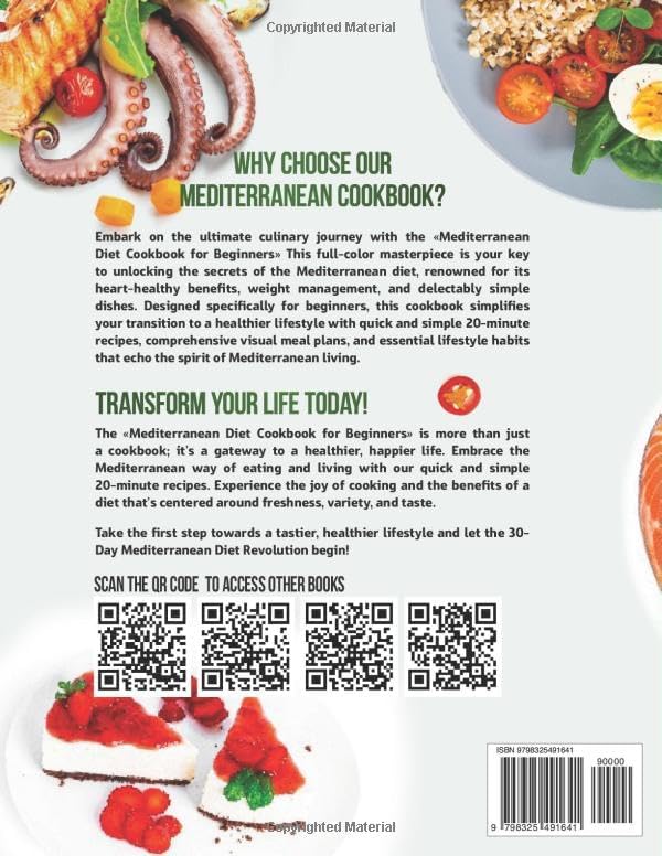 Mediterranean Diet Cookbook for Beginners with Color Pictures: Quick & Simple 20-Minute Recipes for Healthy Living | with Visual Meal Plans & ... the Nutriwise Healthy Diet Cookbook Series) by Tory Peter