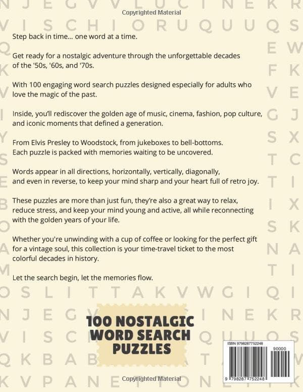 Nostalgic Word Search Puzzle Book for Adults and Seniors: 100 Large Print Puzzles from the 50s, 60s & 70s - Fun and Relaxing Brain Games with Classic ... Good Old Days (Classic Gifts for Women & Men) by AMPUB BOOKS&CO