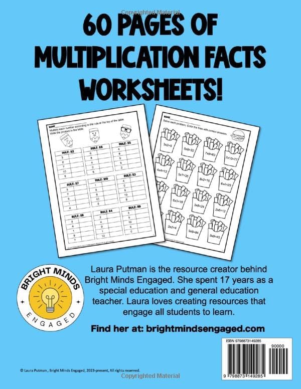 Multiplication Facts Worksheets: Grades 3-5 Digits 0-12 Math Worksheets (Multiplication Facts Practice for Kids) by Laura Putman