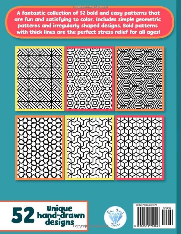 Coloring Book: Satisfying Patterns and Easy Geometric Designs for Kids, Teens, Adults and Seniors for Relaxation and Stress Relief by BJB Publishing