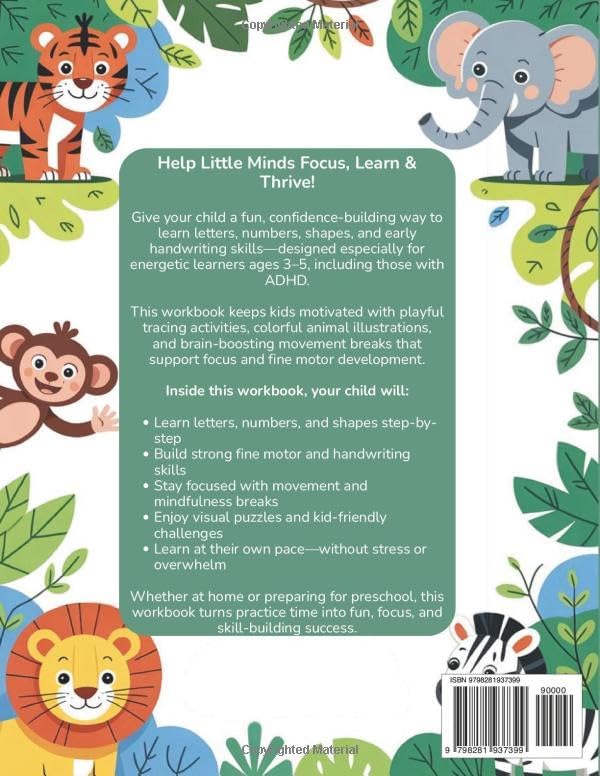 ADHD Tracing Workbook for Kids Ages 3-5: Fun Letters, Numbers, Shapes & Focus Activities by Mariah Dickson