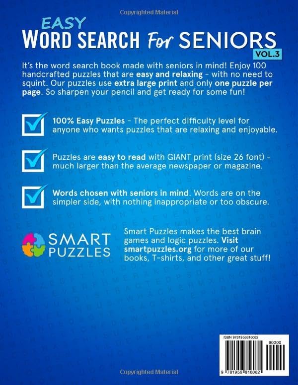 Easy Word Search For Seniors: Extra Large Print & One Puzzle Per Page - Vol. 3 by Travis Davis
