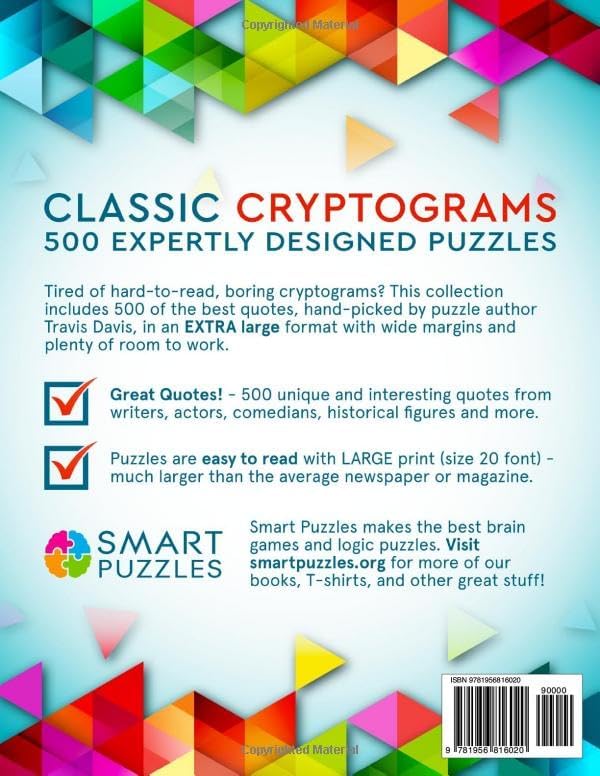 Large Print Cryptograms: 500 Puzzles for Adults - Volume 3 (Large Print Cryptogram Puzzle Books) by Travis Davis