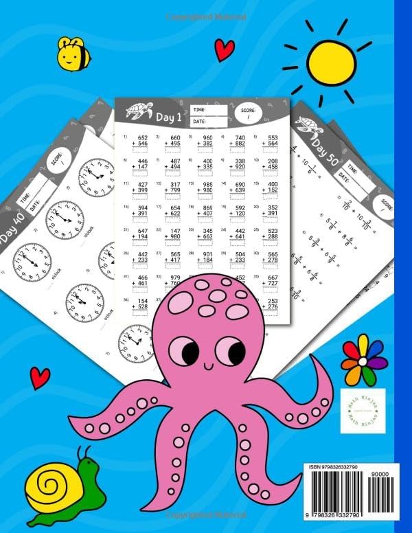 Third Grade Math Practice Book Ages 8 to 9: Math Drills Workbook Featuring Addition, Subtraction, Multiplication, Division, Fractions and more | ... (Math Ninjas - Children Math Essentials) by Math Ninjas