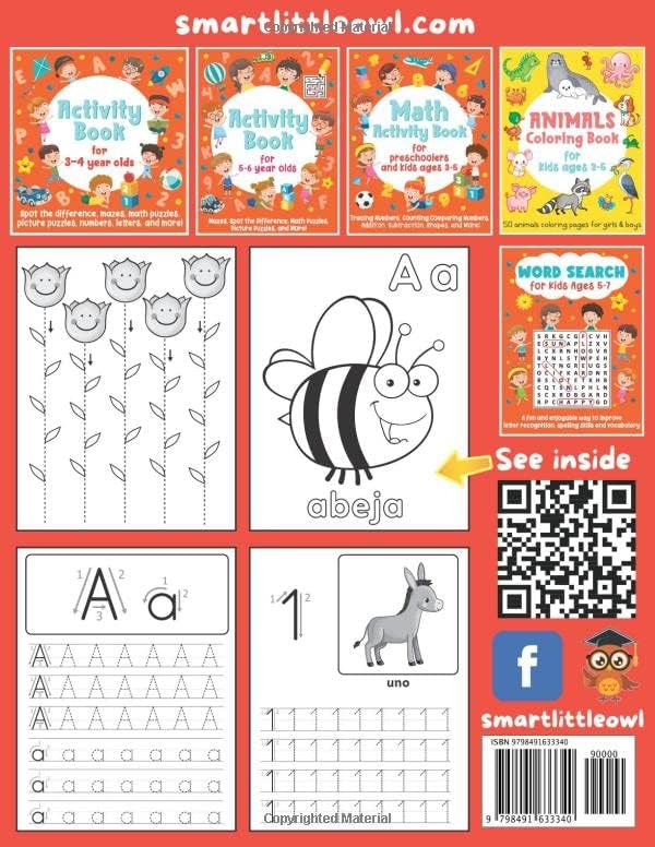 My First Spanish Workbook for Kids Ages 3-5: Fun Tracing Book for Children with Lines, Letters, and Numbers From 0 to 10 by Smart Little Owl