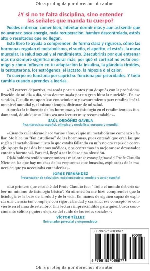 Hormonas, metabolismo y rendimiento: Todo lo que necesitas saber para entender tu cuerpo, mejorar tu composición corporal y rendir mejor (Spanish Edition) by Claudio Nieto Maestre