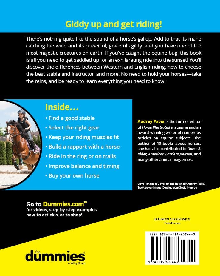 Horseback Riding For Dummies (For Dummies (Pets)) by Audrey Pavia