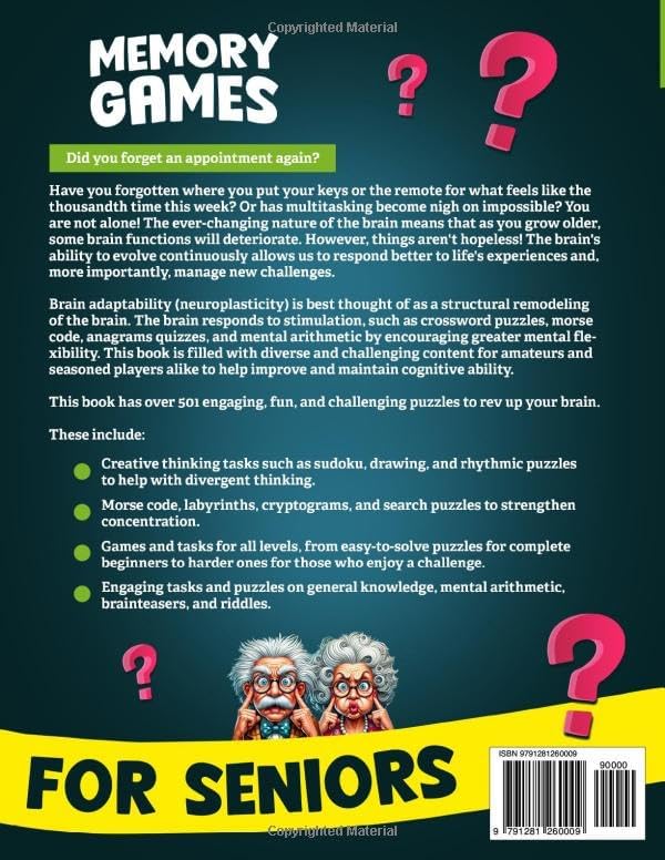Memory Games for Seniors: A Large Print XXL Puzzle Activity Book with 501 Exciting and Funny Brain Exercises to Increase Cognitive Abilities [The Smart Senior Adult's Gift] by Keep Your Mind Young