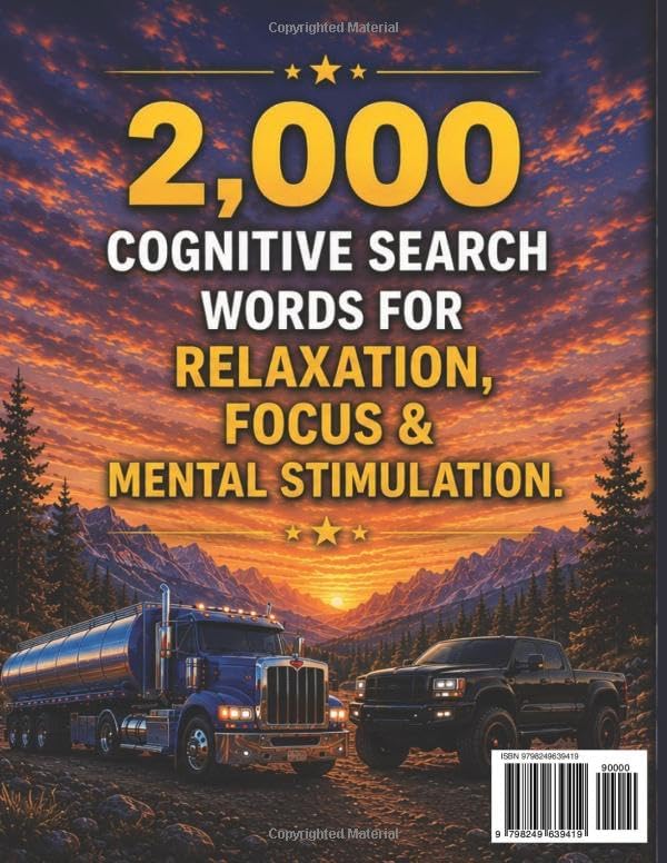 TRUCKS WORD SEARCH PUZZLES FOR SENIORS: LARGE FUN EASY BRAIN GAMES 100 THEMES WITH 20 WORDS EACH 2000 UNIQUE WORDS FOR SENIORS by Brian R Flynn