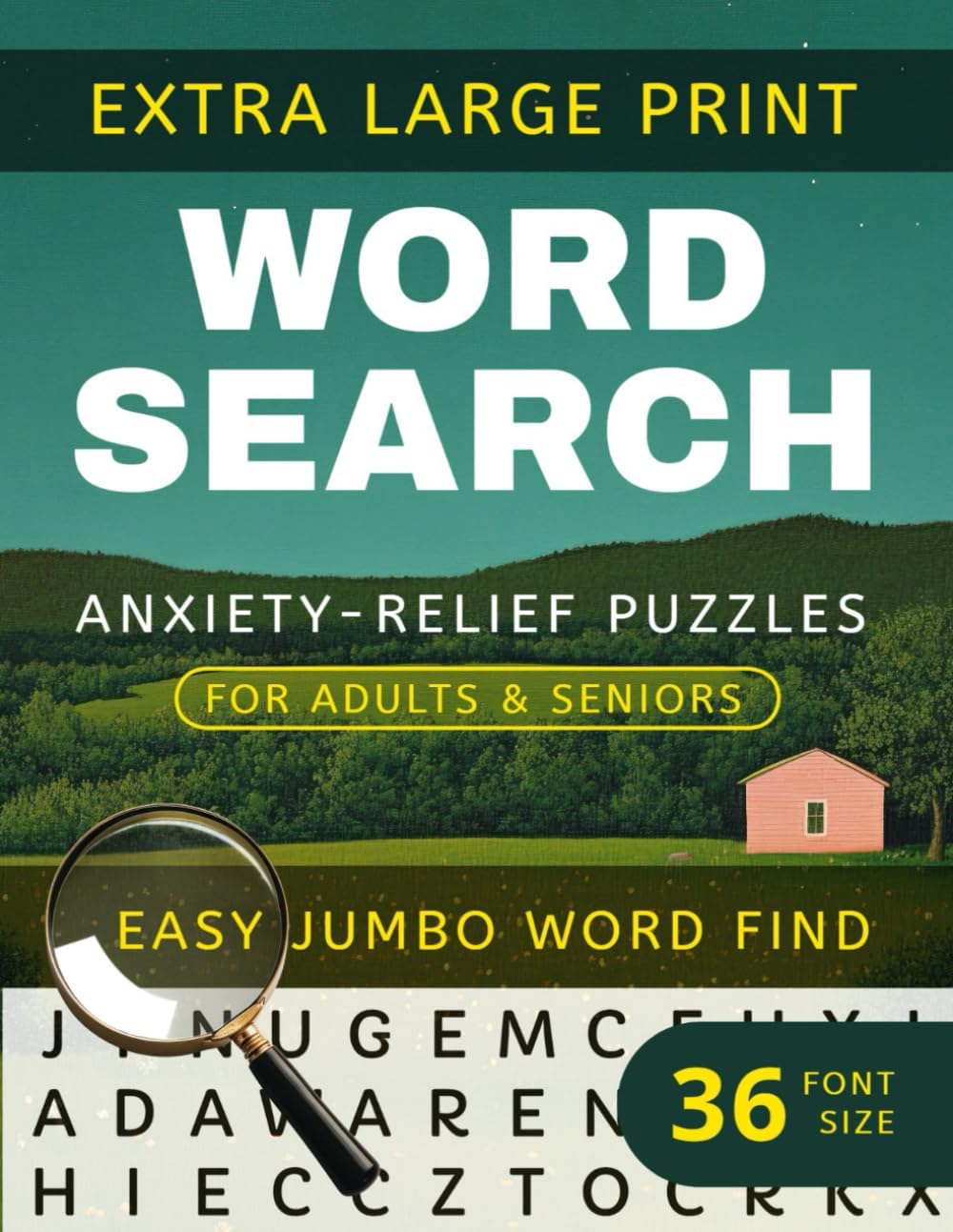 Extra Large Print Word Search Book: Jumbo Word Seek & Find Puzzles for Seniors & Adults, Font 36 Big Letters - Anti-Eye Strain, Anxiety Relief, Srtoke ... (Jumbo Word Search Puzzle Books for Adults) by Books 'N Roses