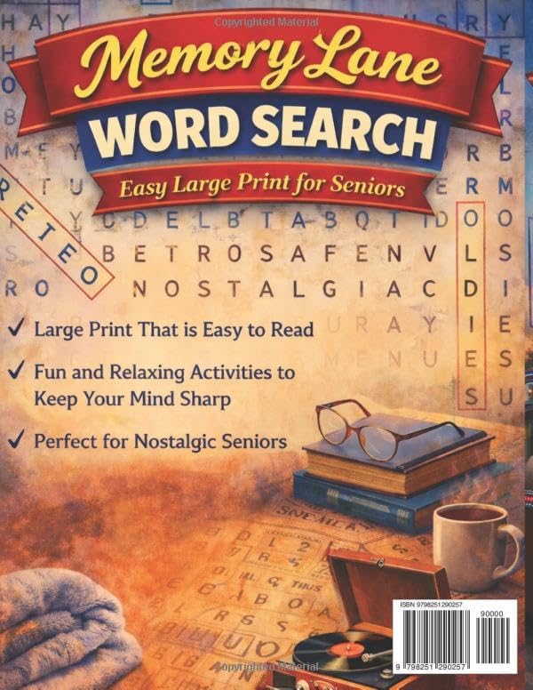 Memory Lane Word Search: Easy Large Print for Seniors (Puzzle Books for Seniors) by Jay Adams