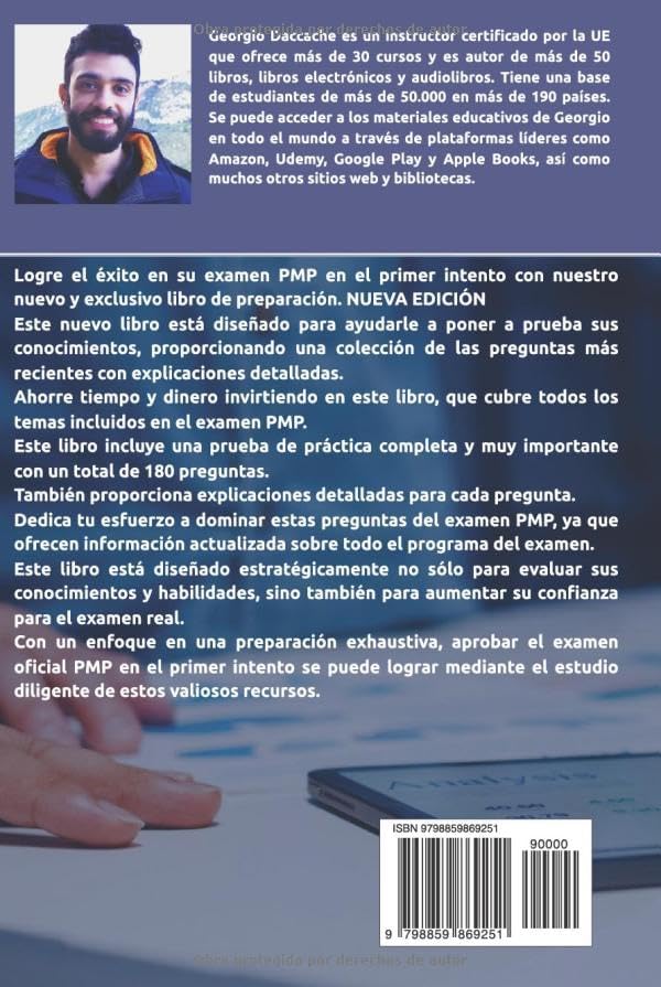 Preparación Completa Del examen PMP, Ultima Versión: Últimas Preguntas y Explicación (se alinea con el nuevo esquema de contenido del examen PMP) (Spanish Edition) by Georgio Daccache