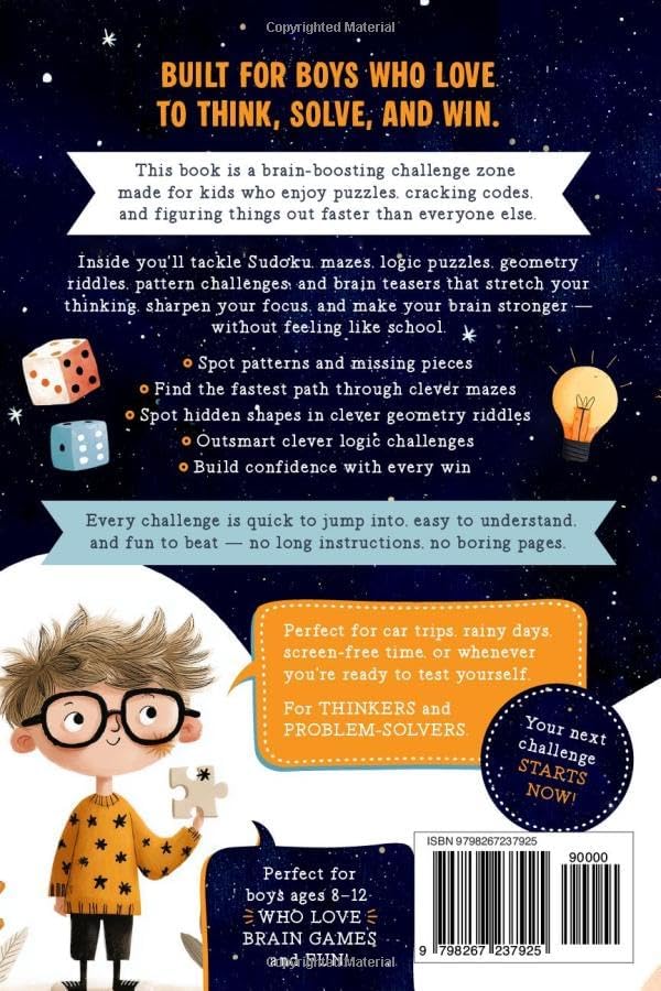 The Fun Activity Book For Smart Boys: 100+ Brain Games to Boost Problem-Solving Skills, Focus, Cognitive Abilities & Confidence For Kids Ages 8-12 (Brain Boosting Gifts for Kids) by Quinn Quest