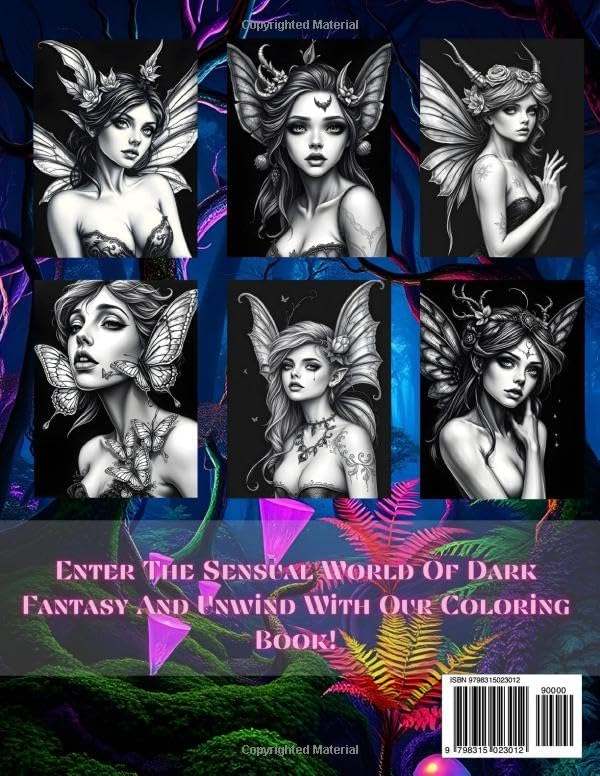 Dark Fairies: Grayscale Fantasy Coloring Book For Adults: 60 Beautiful Fairy Portraits (Fantasy Coloring Books by Northern WitchCraft) by Northern WitchCraft