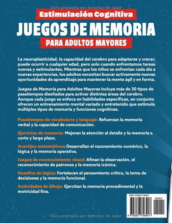 Juegos de Memoria para Adultos Mayores: Estimulación Cognitiva con Pasatiempos y Ejercicios Mentales en Letra Grande | Sopas de Letras, Sudokus, ... para Personas Mayores) (Spanish Edition) by Lisa Bennett