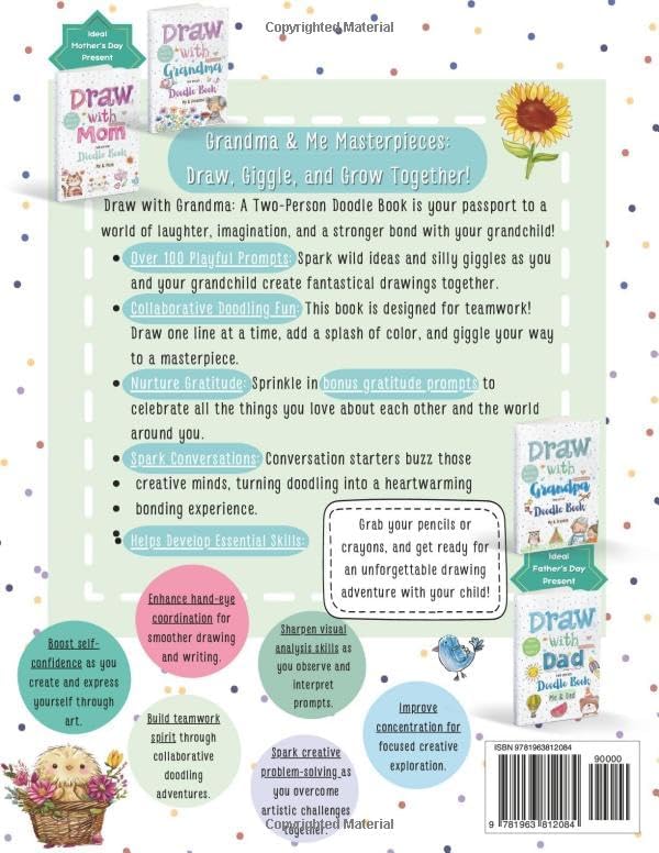Draw with Grandma: Two Person Doodle Book, Over 100 Drawing Prompts for Kids and Grandmother, Bonus Gratitude Prompts, Just Between You and Me ... Mother's Day Gift (Together We Create) by Sarah Crawford