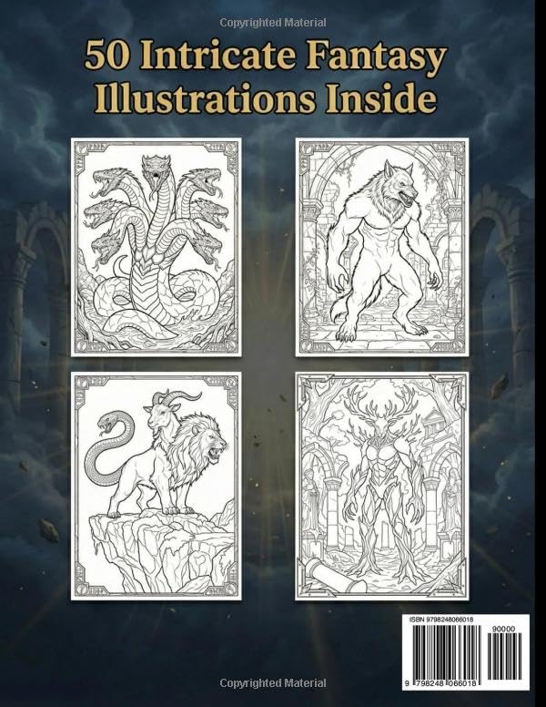 Mythical Creatures Coloring Book for Adults: 50 Legendary Beasts from Ancient Myth and Fantasy Realms to Relax and Unwind (Mythical Realms Coloring Collection) by Astra Draven