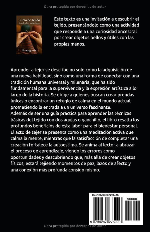 Curso de Tejido: Aprende a Tejer con tus Manos (Hogar, Tejido, Borado y Jardín) (Spanish Edition) by Educagratis