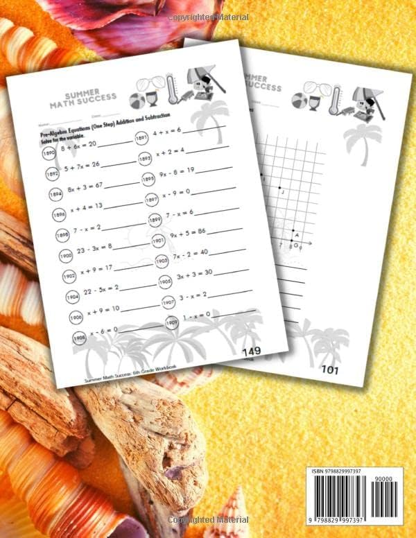 Summer Math Success: 6th Grade Summer Math Workbook: 6 Months of Worksheets: Fractions, Geometry, Pre Algebra, Percent, Statistics and More for Kids with Answers by All_Seasons_Math Teachers Publishing