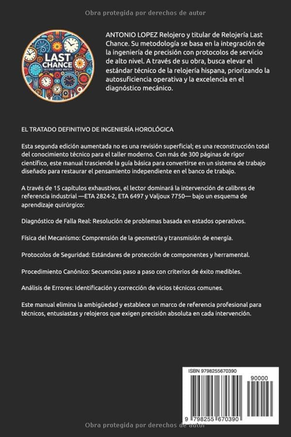 Manual Completo de Reparación y Mantenimiento de Relojes: Guía técnica profesional paso a paso para reparar y mantener relojes de todo tipo (Spanish Edition) by Antonio Lopez