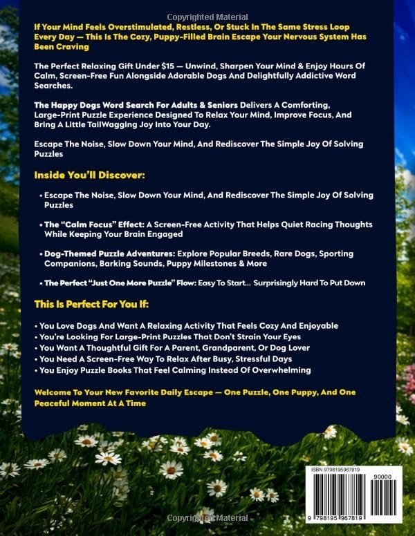 The Happy Dogs Word Search For Adults & Seniors: A Large Print Puzzle Book For Dog Lovers With 100+ Word Finds For Stress-Relief, Relaxation & Puppy-Themed Fun! (Animal Loves Books) by Key Content