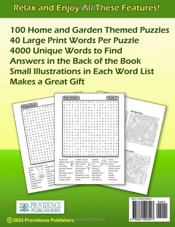 Word Quest Home and Garden Word Search 4000 Large Print Words: 100 Themed Seek and Find Puzzles for Teens, Adults, and Seniors by Providence Publishers