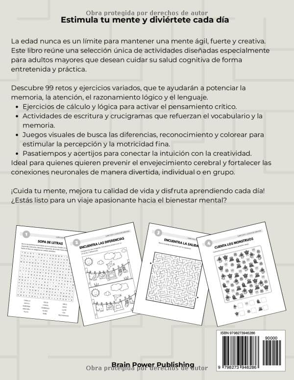 Libro de Actividades para Adultos Mayores: Juegos de memoria, ejercicios mentales y pasatiempos para personas mayores en español — letra grande y estimulación cognitiva by Brain Power Publishing