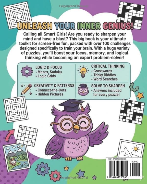 The Big Activity Book For Smart Girls: The Ultimate Screen-Free Challenge Book with 100+ Sudoku, 3D Puzzles, Riddles and Word Scrambles for Smart Girls by S S Hamid