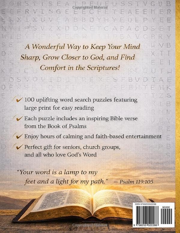 Large Print Psalms Word Search for Seniors: 100 Uplifting Puzzles with Scripture Verses from the Book of Psalms for Relaxation, Peace and Daily Devotion by Golden Faith Publishing