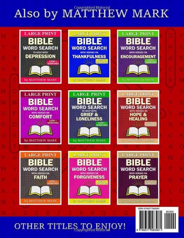 Large Print Bible Word Search – with Verses to Help Anxiety & Worry by Matthew Mark