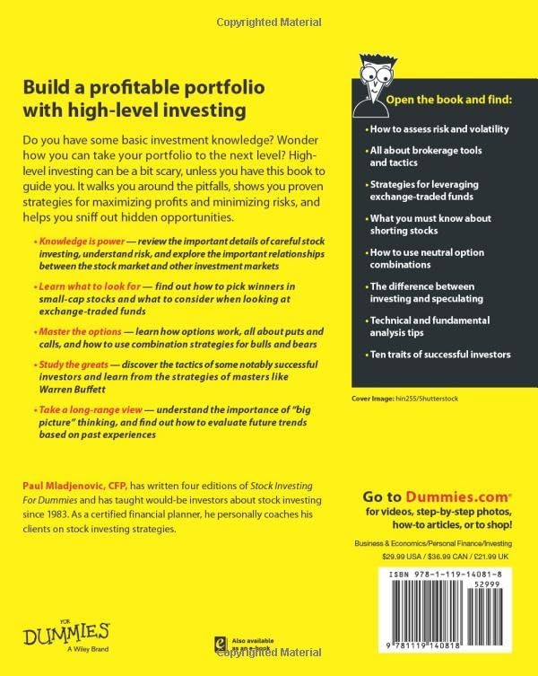 High Level Investing For Dummies by Paul Mladjenovic