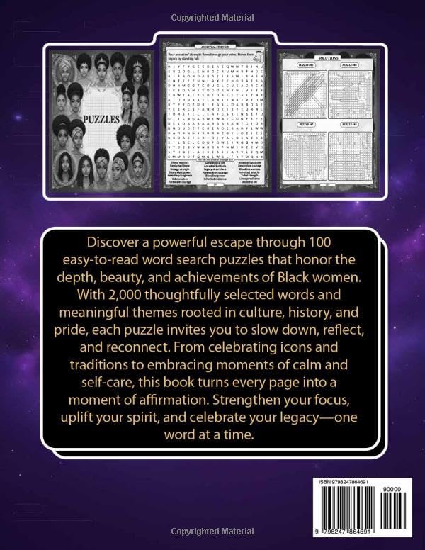 Black Women Word Search Book: 100+ Empowering Large Print Puzzles for Relaxation: Celebrating African American Culture, History, and Queens — ... Fun Facts, and Mindful Brain Games for Adults by ZEPH MOTLEY