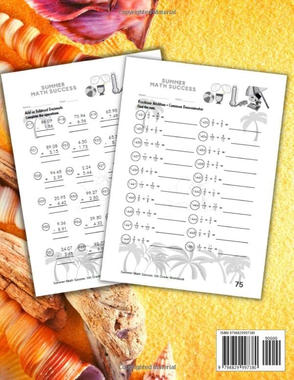 Summer Math Success: 5th Grade Summer Math Workbook: 6 Months of Worksheets: Multiplication and Division, Fractions, Geometry, Pre Algebra and More for Kids with Answers by All_Seasons_Math Teachers Publishing