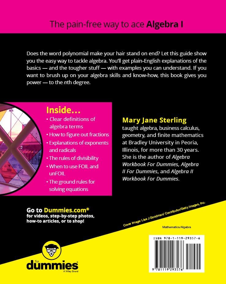 Algebra I For Dummies (For Dummies (Math & Science)) by Mary Jane Sterling